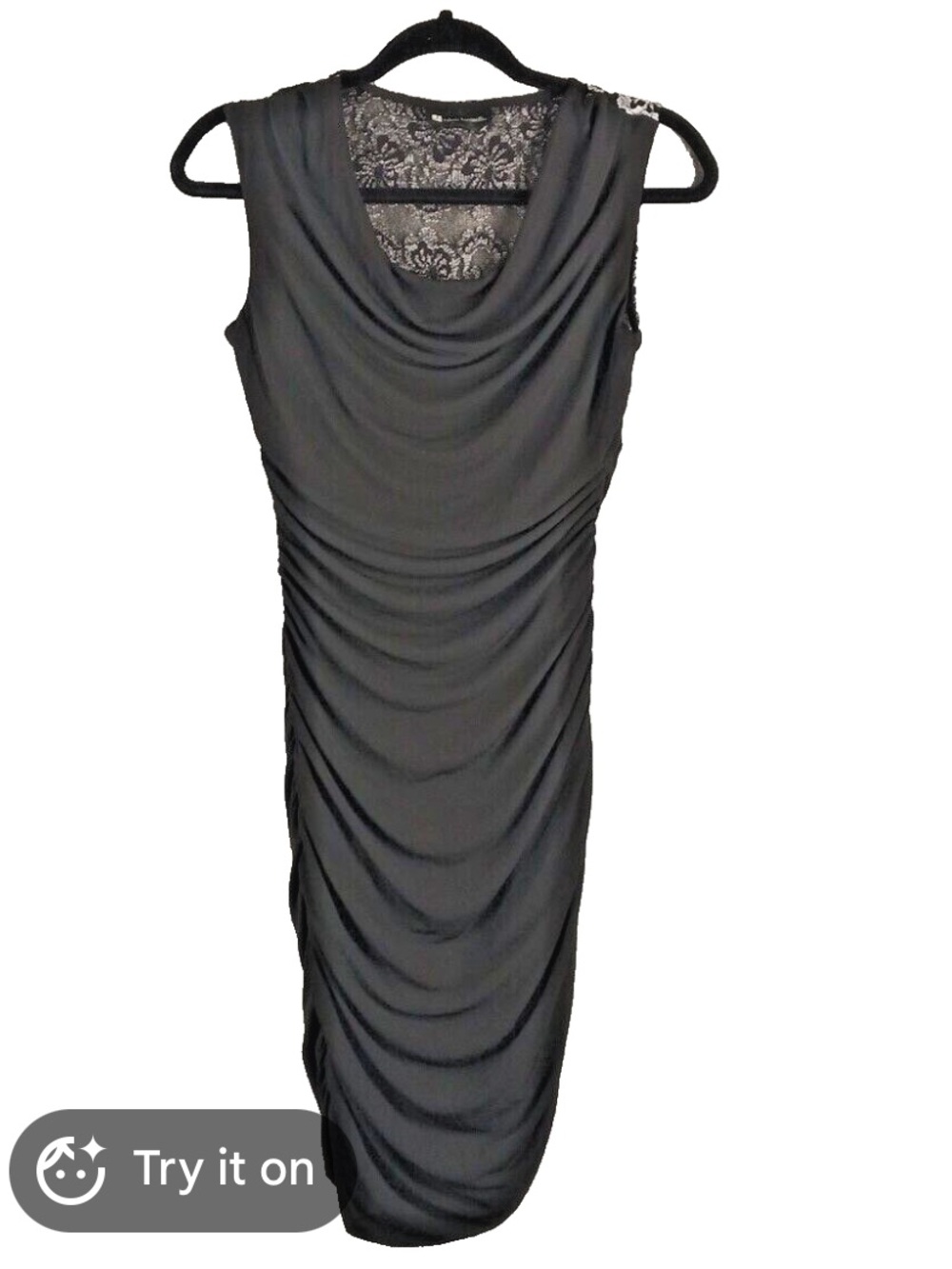 Valerie Bertinelli Black Lace-Back Sheath Dress